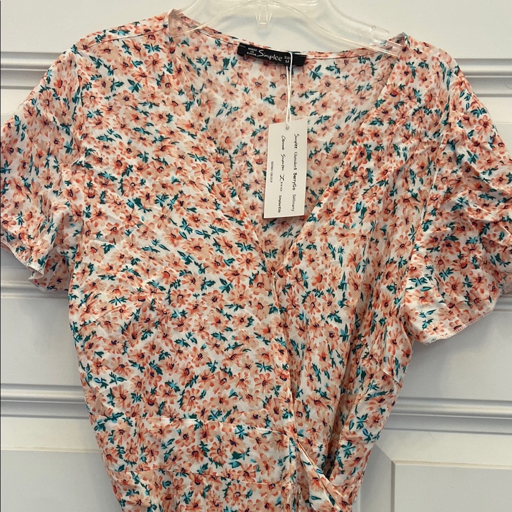 Simplee Apparel Pink Ruffled Wrap Sundress - Picture 2 of 2